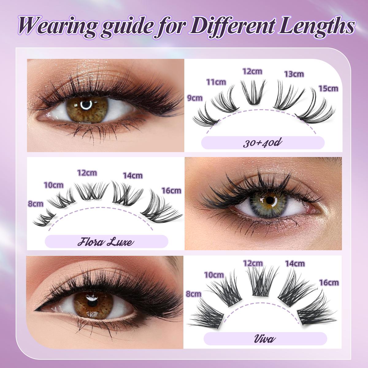 DIY Lash Cluster Kit for Natural Eyelash Extensions - Fluffy B Curl Clusters Lashes with Bond, Seal, Remover & Tweezer, Complete At-Home Makeup Set for Beginners, Soft Cluster Eyelashes, Cluster Lashes
