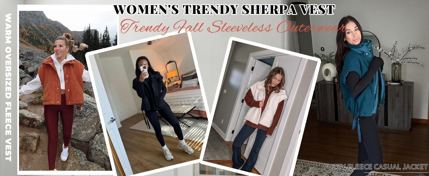 Buenoble Women's Oversized Fleece Vest Cozy Sherpa Sleeveless Jacket with High Neck Side Ties Snap Buttons Fall Winter Casual Outerwear SpringStatements Buenoble Women's Oversized Fleece Vest Cozy Sherpa Sleeveless Jacket with High Neck Side Ties Snap Buttons Fall Winter Casual Outerwear SpringStatements