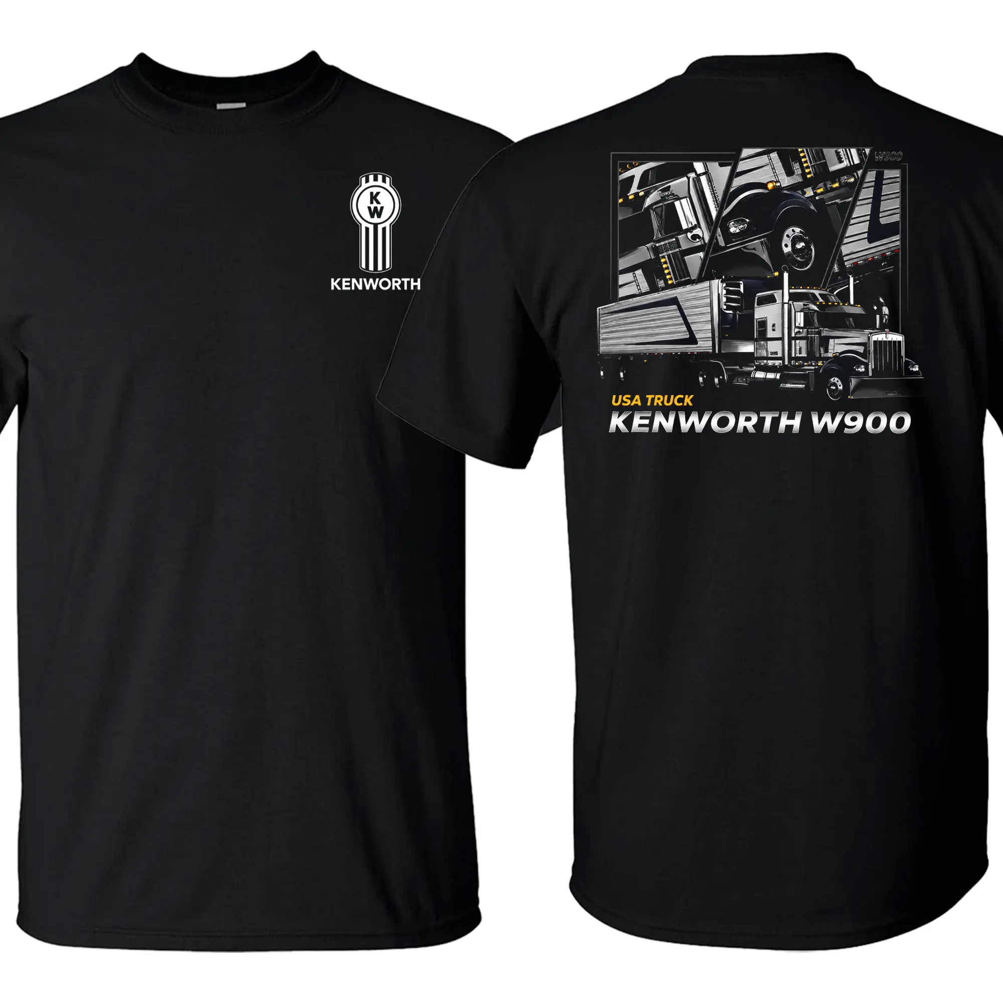 PC Kenworth W900 T-Shirt, USA Semi Truck Graphic with Big Rig Design, Kenworth Trucker Graphic Shirt for Diesel Mechanics & Rig Fans, Gift for American Truck Drivers & Big Rig Lovers