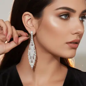 Crystal Cascade Bridal Tassel Earrings