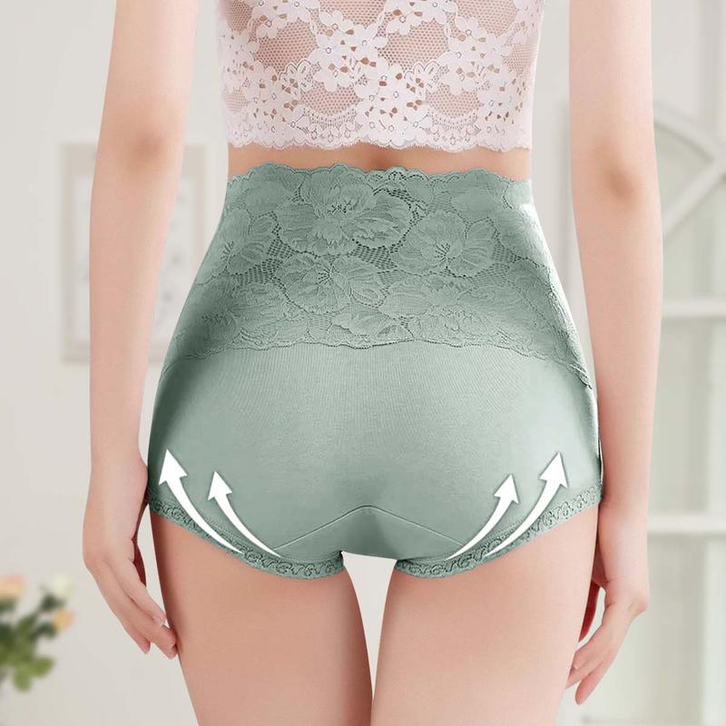 Morelect Cotton High Waist Panties for Women,5/7/10 Pcs Breathable Lace Trim Briefs,Soft Comfy Daily Wear,Elegant All Seasons Women's Underwear.