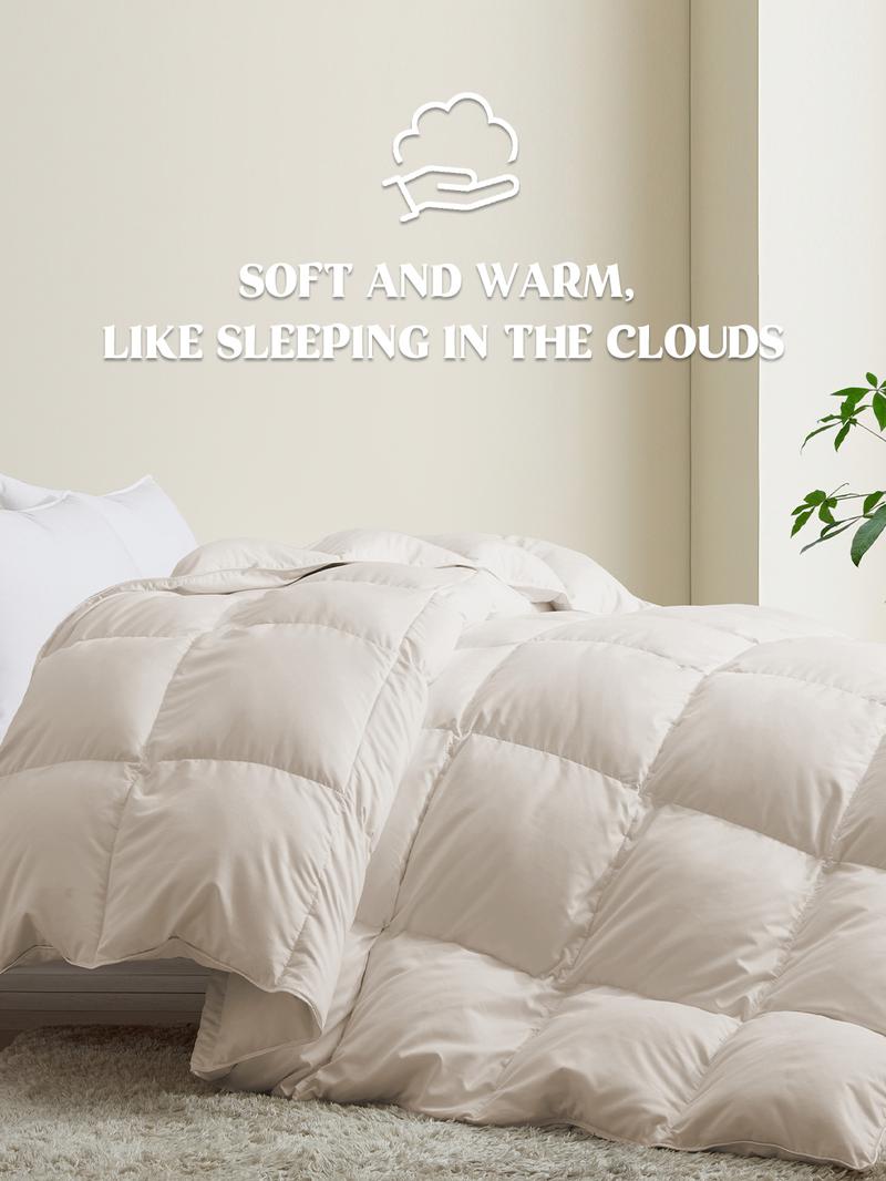PEACENEST Natural Goose Down Comforter Ultra-Soft White Heavyweight Comforter for Winter Use Cozy Bedding Plush Deep Sleep