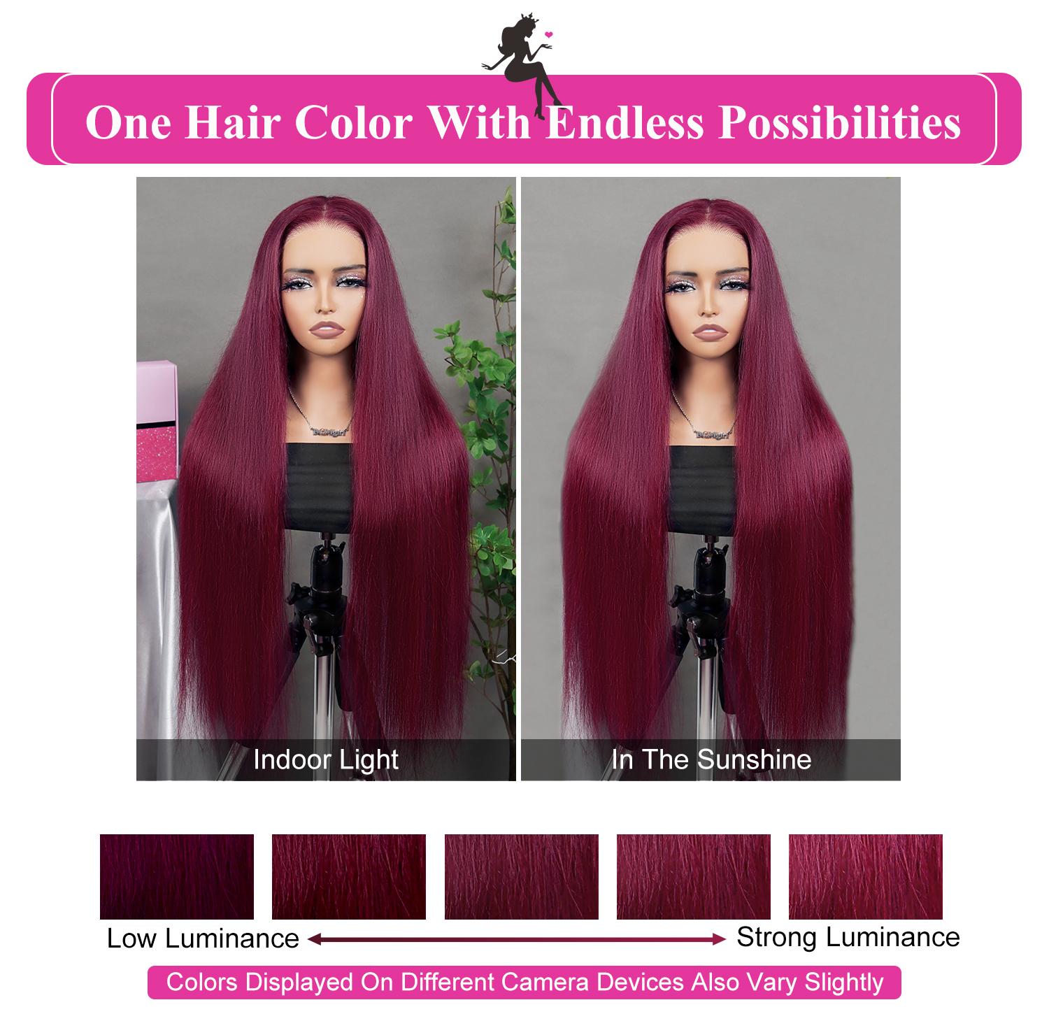 BGMgirl Hair 99J Burgundy Straight 6*4 Wear Go 180% Density Pre Plucked Pre Cut Glueless Lace Closure Wig Human Virgin Hair Wig TikTokShopBlackFriday