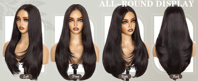 AISI HAIR Glueless Synthetic Lace Front Wig 26 Inches Pre Plucked 13x5 Straight HD Lace Wigs for Women Daily Party Use