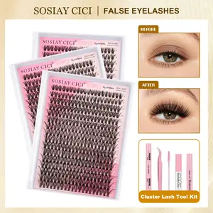 Lash Clusters Kit 320Pcs, 40D Eyelash Extension Kit, Lash Bond and Seal Waterproof, Lash Remover for Individual Cluster Lashes Kit, Lash Applicator Tool for DIY Lash Extension Kit (D-Mix 9-16mm Kit) with One Clear Glue Free(Better Effection)