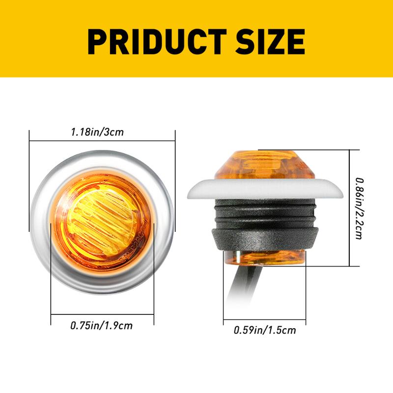 20X 3/4" Round Amber LED Side Marker Light With Stailness Base for Truck Trailer 20X 3/4" Round Amber LED Side Marker Light With Stailness Base for Truck Trailer