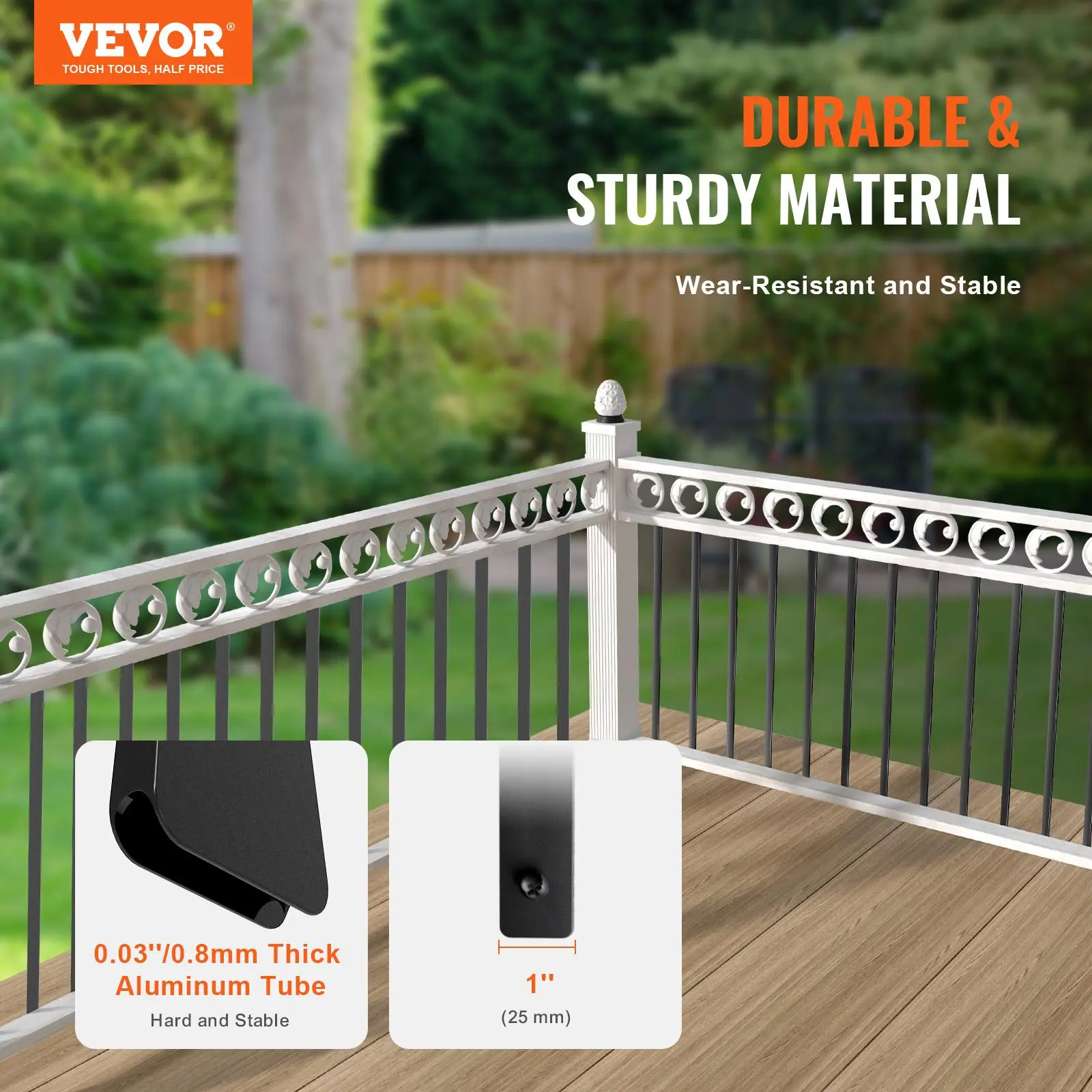 【Backtoschool】VEVOR Staircase Metal Balusters, 29.5'' x 1'' Flat Aluminum Alloy Decorative Banister Spindles, 51 Pack Deck Baluster with Screws, Classic Hollow Deck Railing Satin Black Powder Coated for Porch