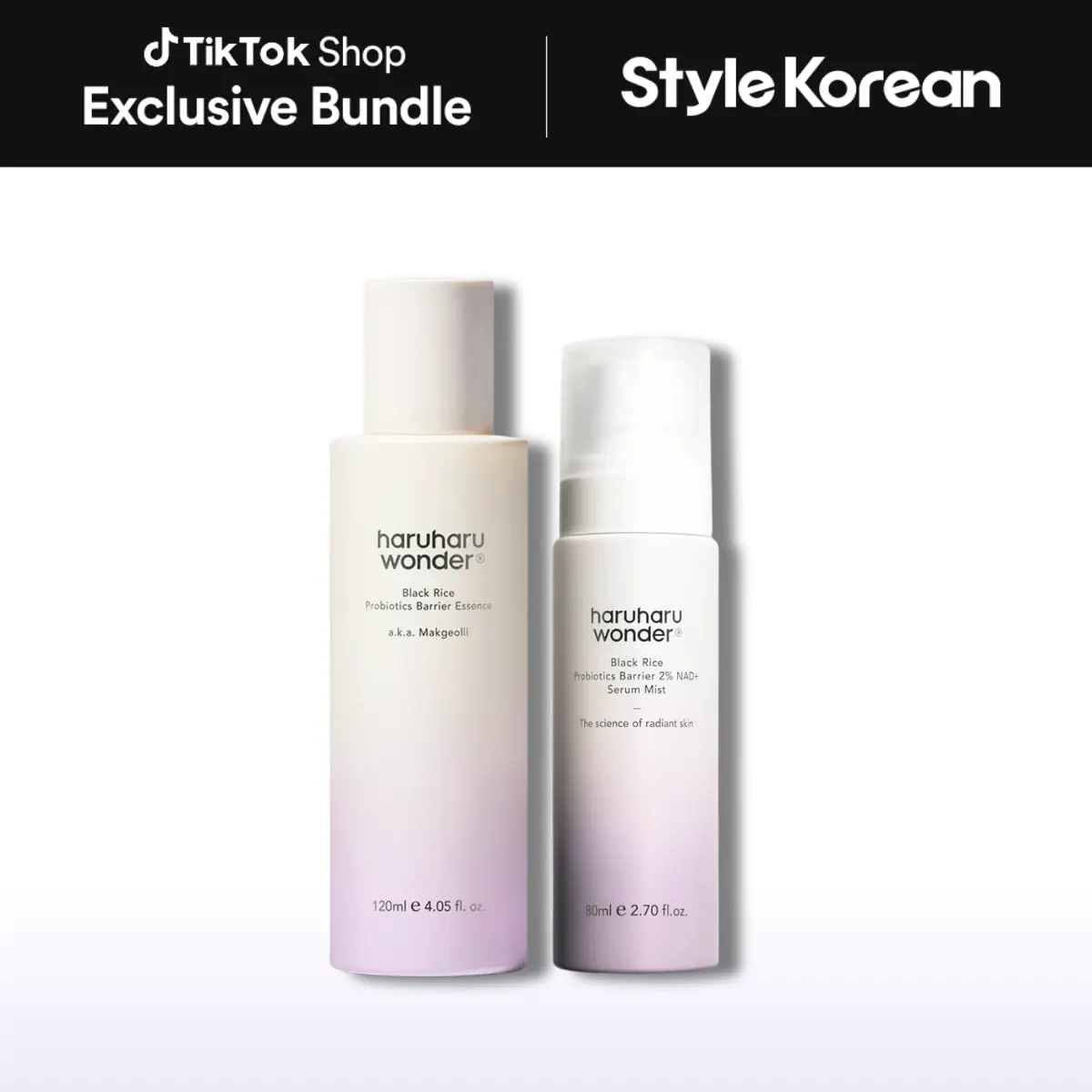 [haruharu wonder] Black Rice Probiotics Barrier DUO (Essence+ NAD+ Serum Mist) - Strengthens Skin Barrier, Glowy Radiant Skin, Ultra-Fine Mist, Hydrating & Plumping