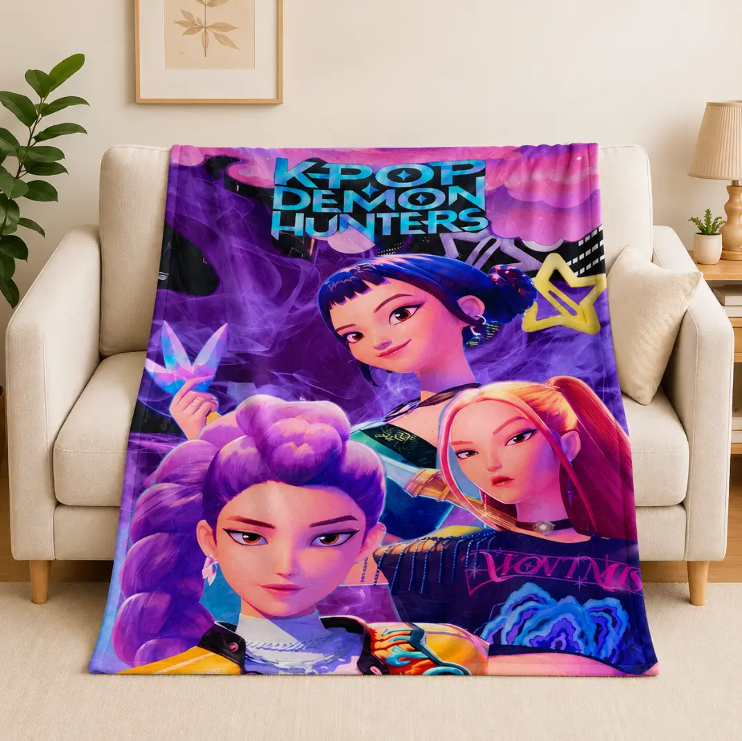 K-Pop Girl Group Flannel Blanket, Soft Cozy Music Print Throw for Office Nap, Bedroom Sofa, Travel Camping, Fan Gift