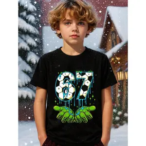 ✨     [100% cotton][Sale Up To 50%] Youth Graphic Cotton T-Shirt For Young Boys, 100% Cotton T-Shirts With Sports Themed Design Comfortable Fashion Funny MEME 67