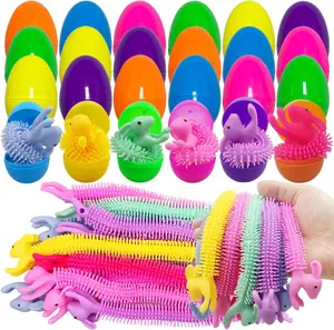 24 Pack Easter Eggs with Bunny Stretchy String Fidget Toys for Kids – Easter Basket Stuffers, Sensory Stress Relief Toys, Easter Party Favors for Boys & Girls, Classroom Prizes, Egg Hunt Fillers