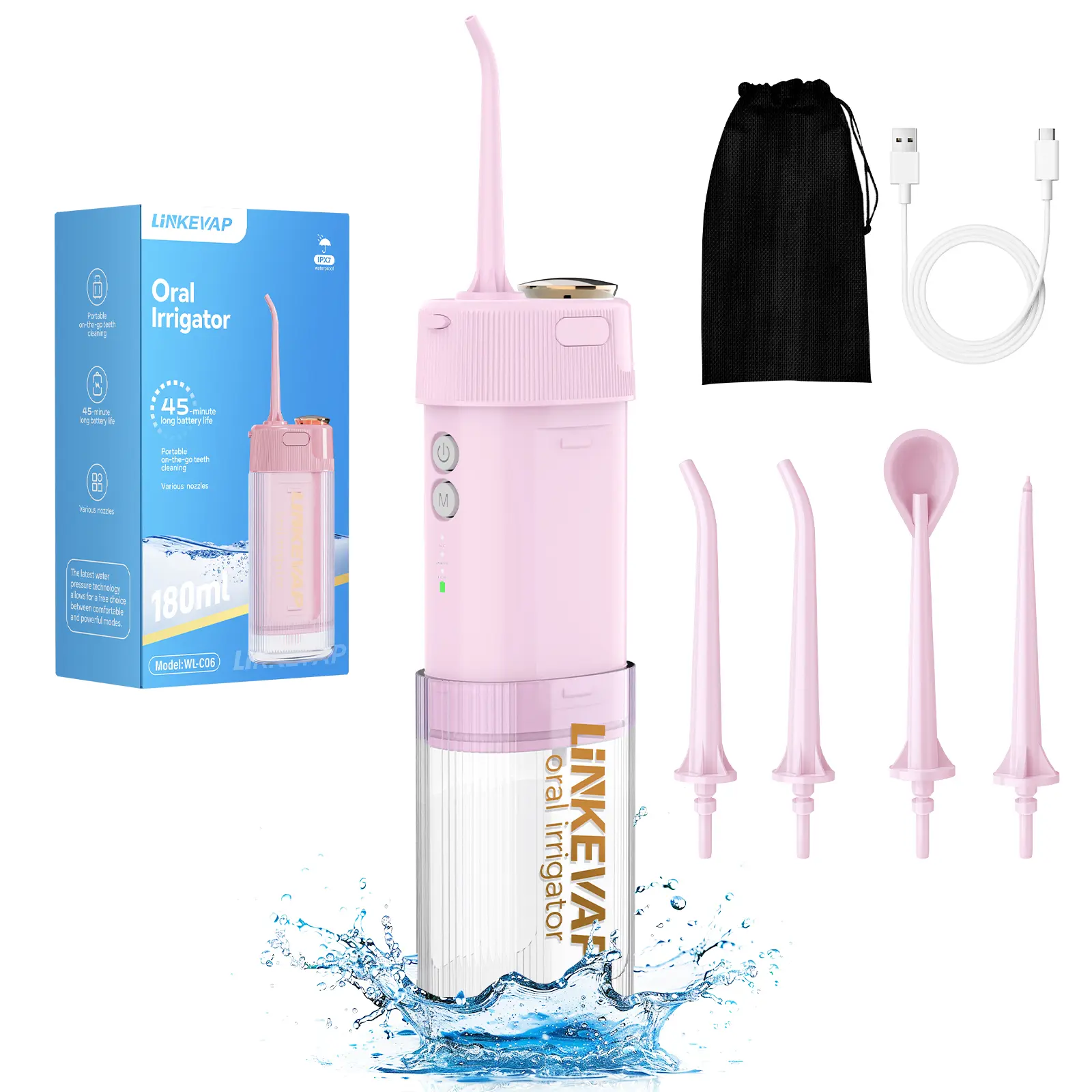 Water Dental Flosser for Teeth, Cordless Oral Irrigator Waterflosser, Rechargeable Water Teeth Cleaner Pick,Home & Travel Collapsible Water Flossers for Teeth & Braces Care | backtoschool