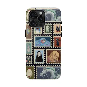 Spirited Away - Studio Ghibli Stamps Phone Case for iPhone 17 16 15 14 13 12 11 Pro Max Samsung Galaxy S25 S24 S23 S22 S21, Childhood Anime Cute Cover, Japanese Art Merch Reader Lover Preppy Aesthetic Girly, Gifts for Her Girlfriend Women