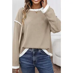 Contrast Trim Knit Drop Shoulder Top