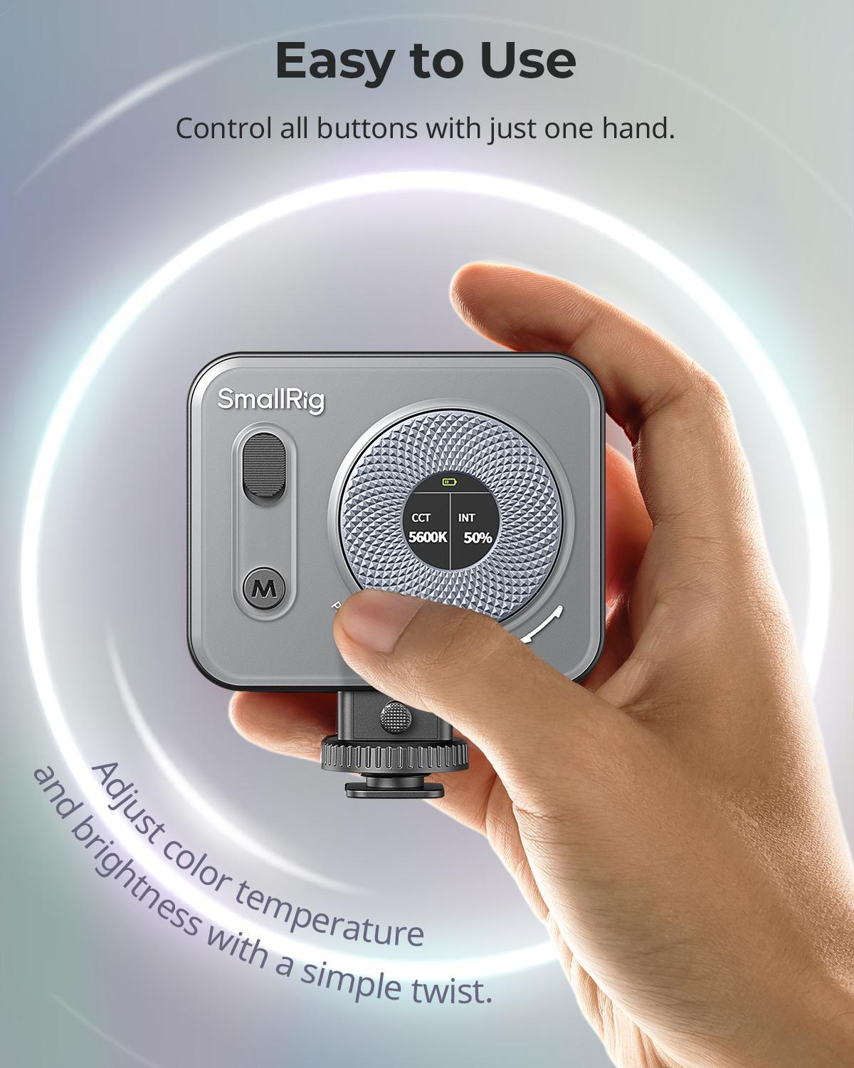 SmallRig P96 LED Mini Ring Light, Video Light,96 LED beads for Photography Video Lighting, Rechargeable 2200mA CRI 95 + 2700-6500K w 3 cold shoes Christmas gifts  Portable Camera Accessories Videography Equipment Vlogging Kit