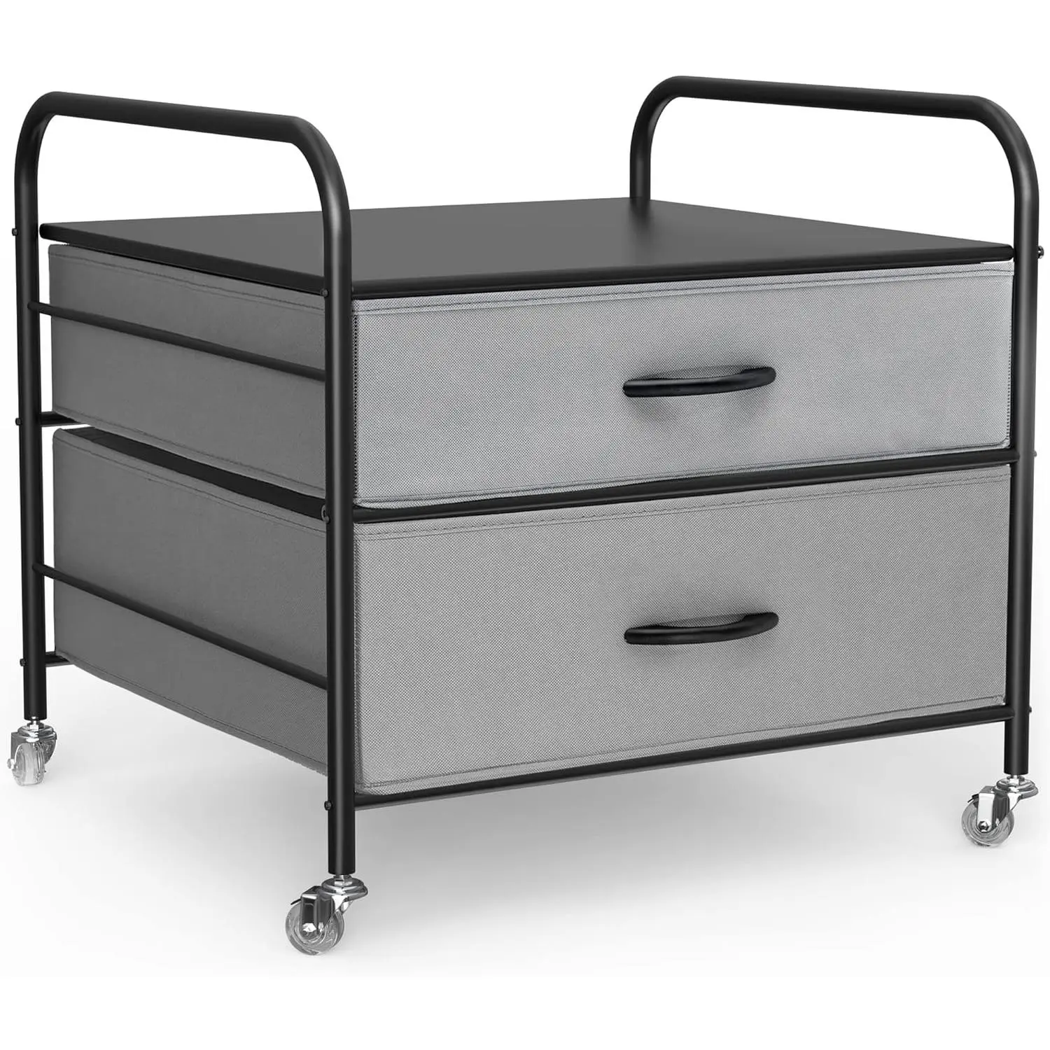 Mini Fridge Stand with Storage,  Kitchen Fridge Stand Mini Fridge Organizer Stand for Dorms Refrigerator Stand with Metal Frame Wooden Tabletop 4 Swivel Wheels for Mobility