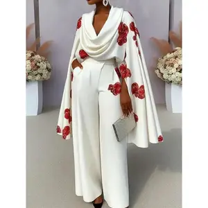 women's new style printed velvet collar long-sleeved two-piece suit with trousers suit women's 2-piece suit women's pants women's matching suit women's two-piece suit women's comfortable sweatshirt suit Rose White Clothes
