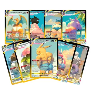 Robust Pocket Monster Style Holographic Card Set – 9 Foil Trading Cards with Clear Display Case, Collectible Gift for Anime Fans