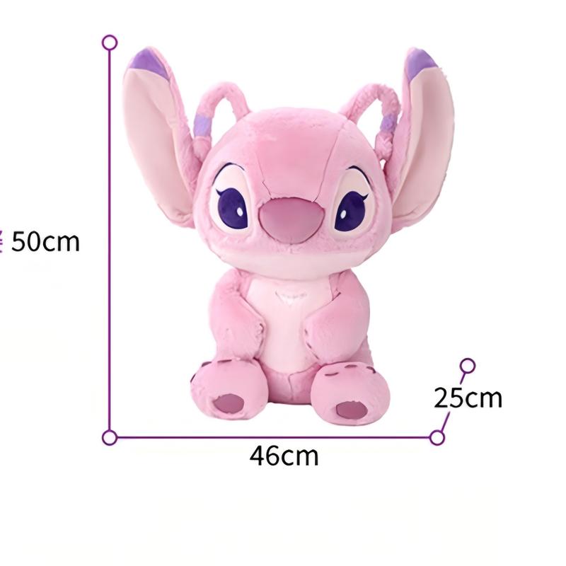 Disney Stitch Series-Big Sitting Doll-Angel No. 18 Soft Pink Plush Toy for Kids Collectors and Home Decor
