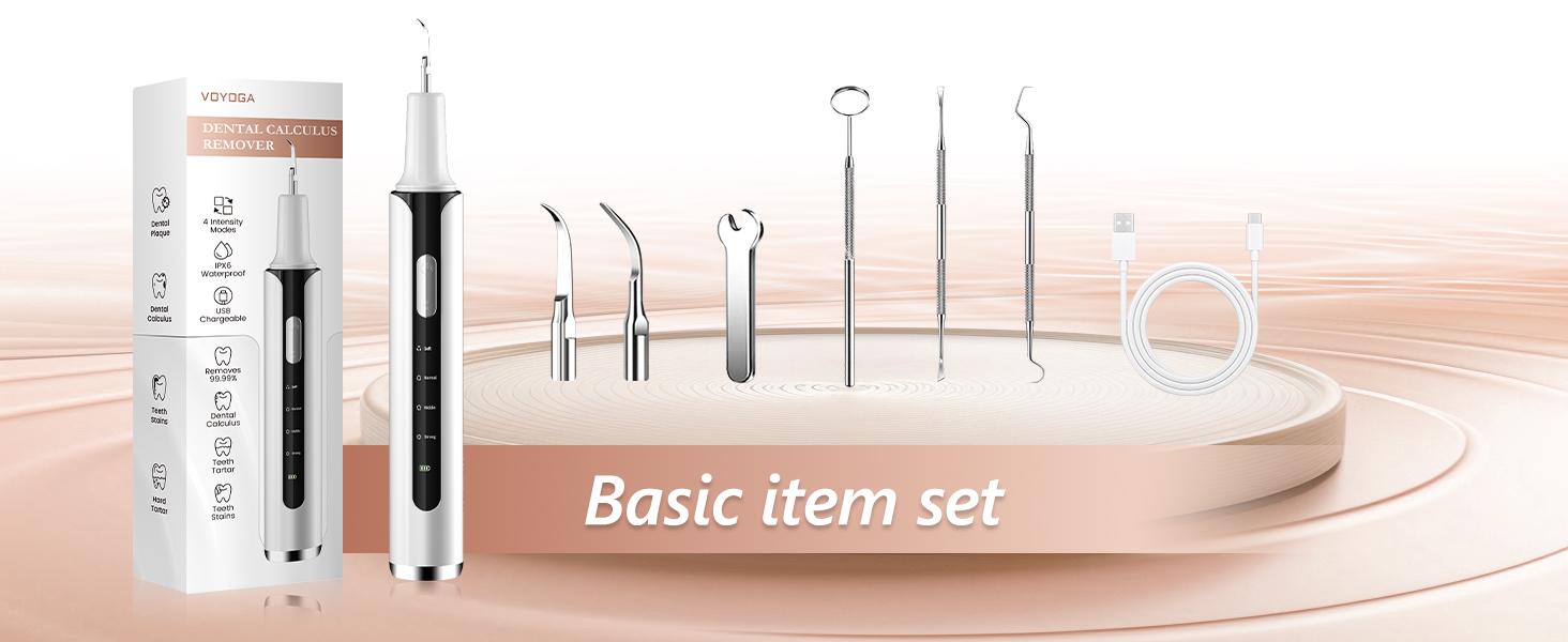 VOYOGA Plaque Remover for Teeth, Ultrasonic Dental Scaler,Electric Tooth Cleaner Tartar Remover for Teeth with LED Light,4 Modes Rechargeable Teeth Cleaning Kit with Dental Tools,