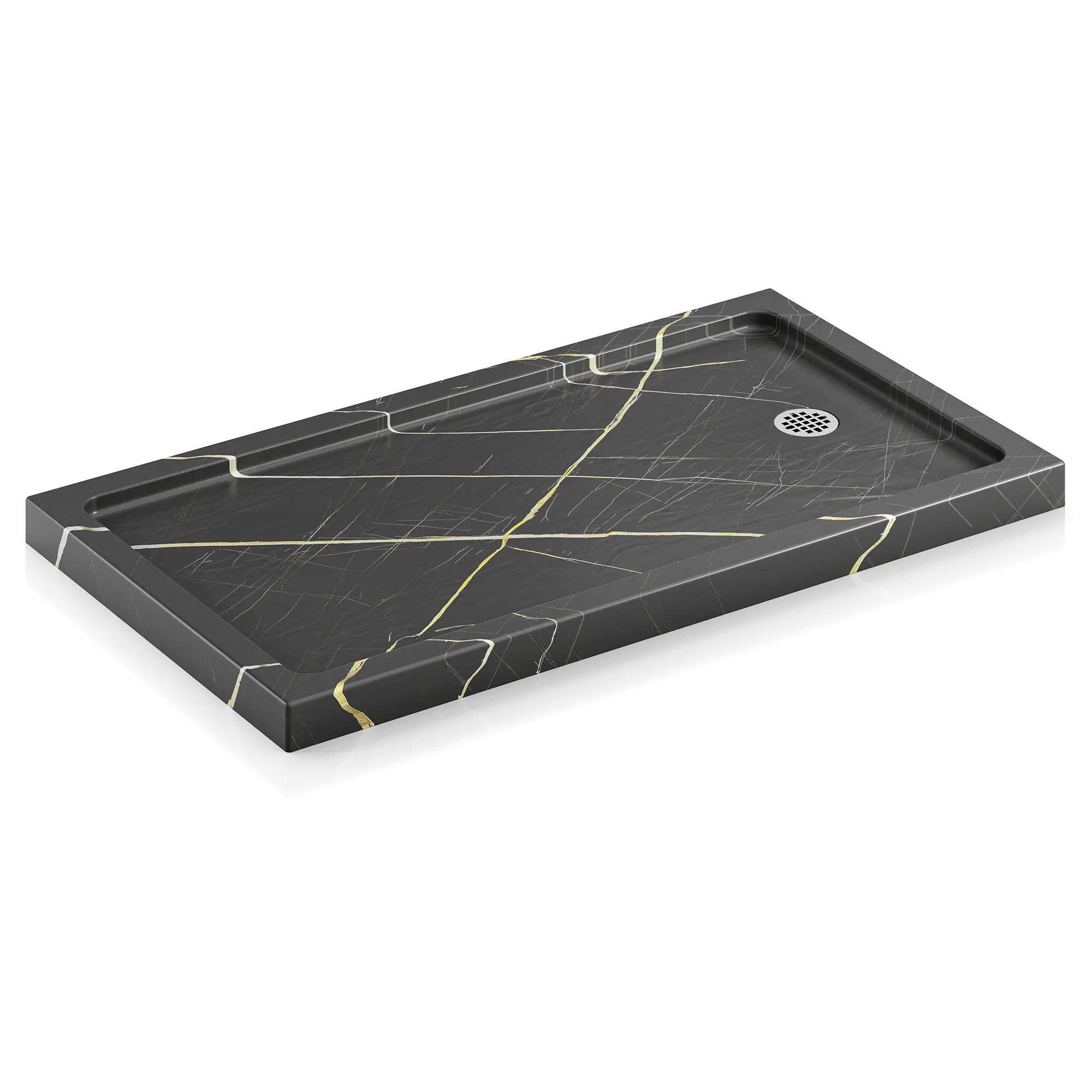 Black Gold Rectangular Shower Base Series – Multi-Size Stone-Look Shower Pan Shower base