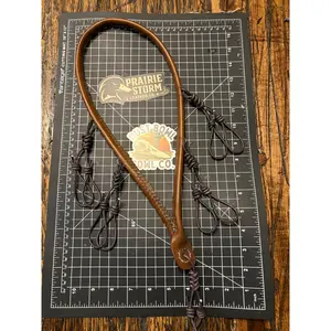 Leather full rope lanyard - Brown & Gray