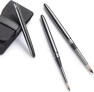 Artify 3 PCS Travel Watercolor Brushes, Outdoor Paint Brushes, Water Color Paint Brush Set with Anti-Rust Polished Metallic Gray Finish, Painting Brushes for Watercolor Gouache Ink - Gift for Artist