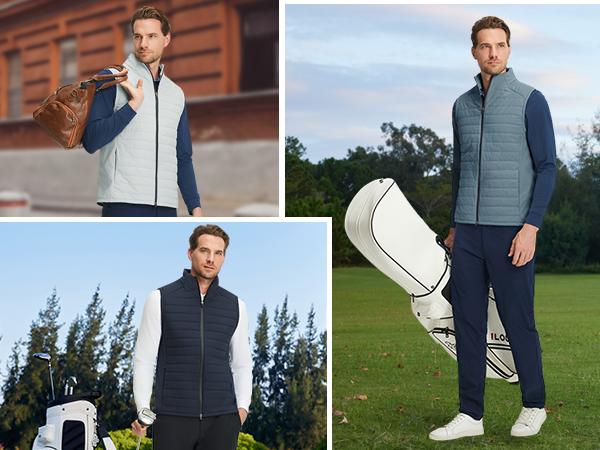 MAELREG Mens Lightweight Puffer Vest Water-Resistant Winter Outerwear Full Zip Sleeveless Jacket for Outdoor Golf