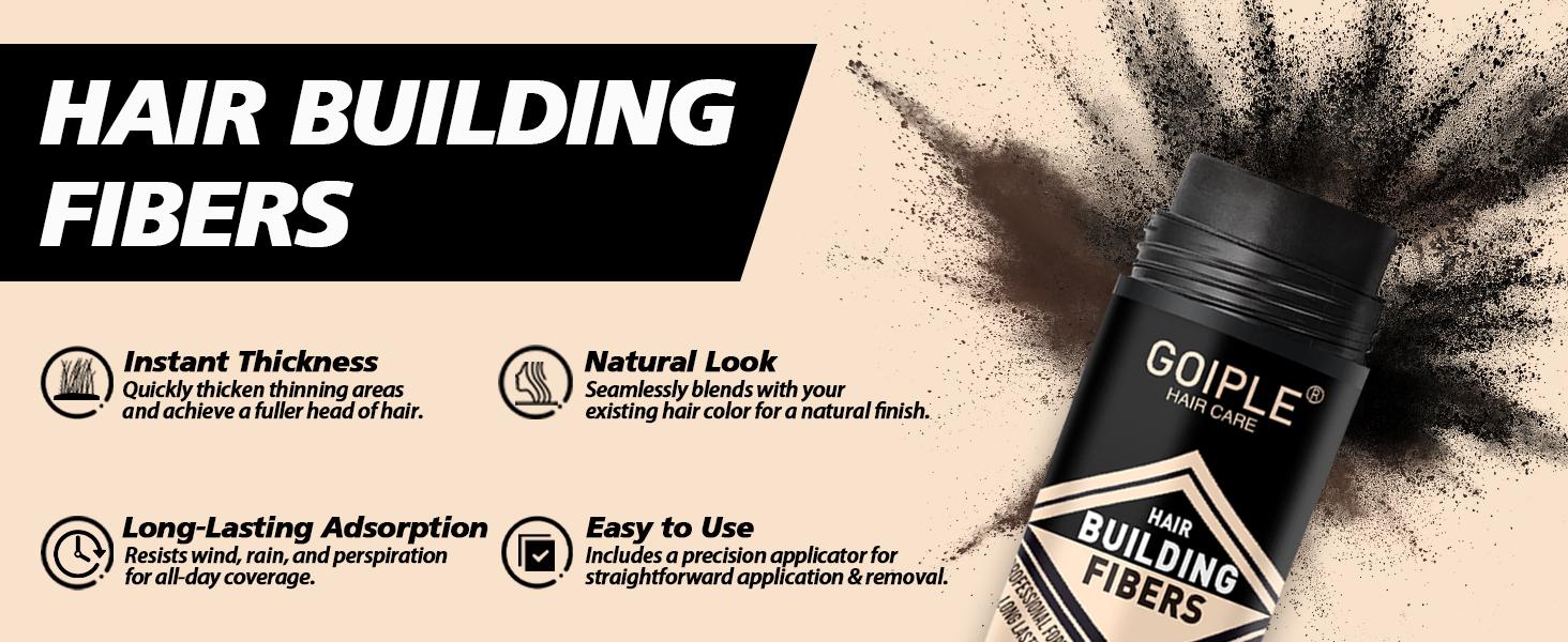 4-in-1 Hair & Beard Styling Set with Hair Fiber & Pump Dispenser & Application Card – Enhancements Barber Spray Volumizing Water Proof (Black)