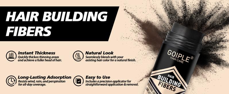 4-in-1 Hair & Beard Styling Set with Hair Fiber & Pump Dispenser & Application Card – Enhancements Barber Spray Volumizing Water Proof (Black)