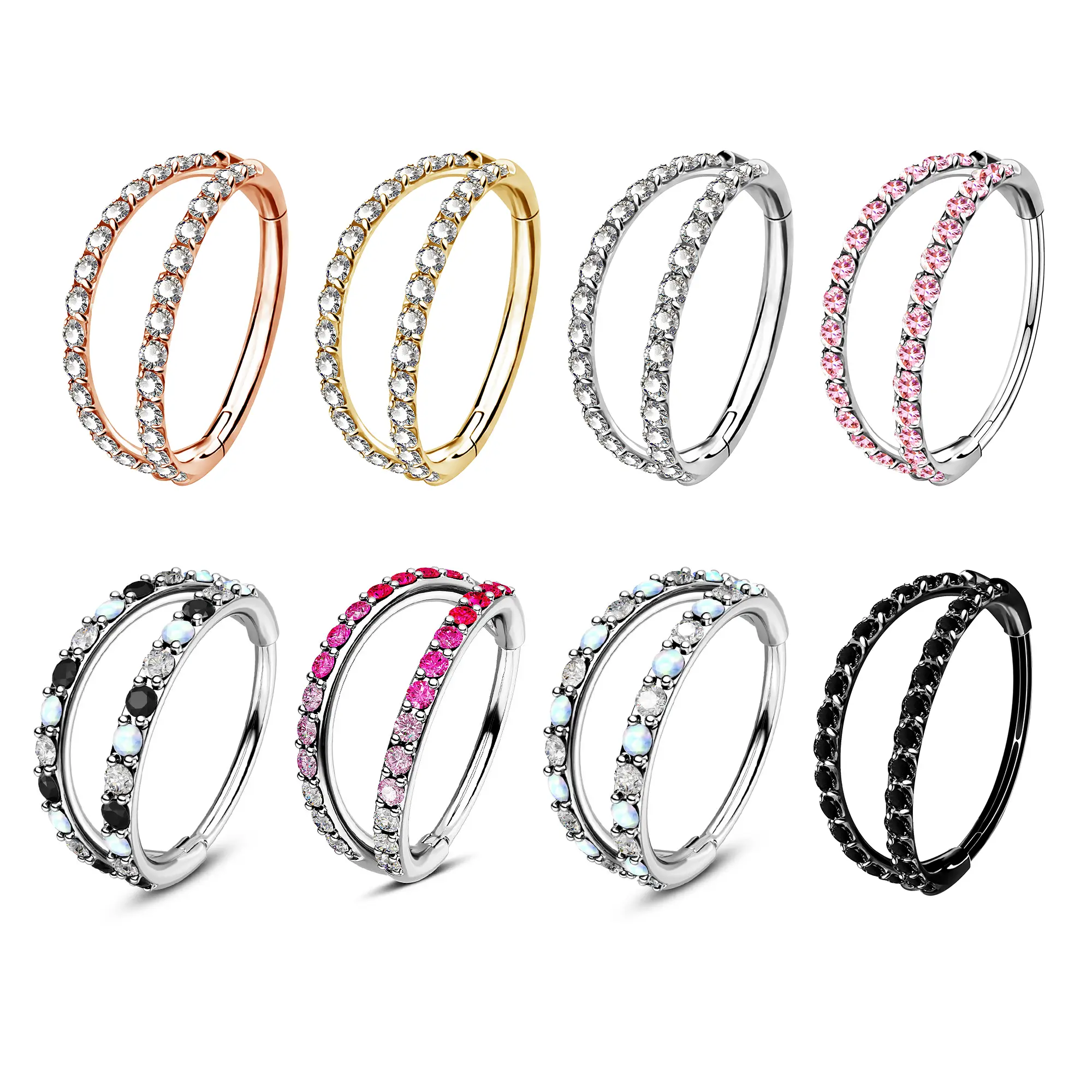 Oufer 20G Double Hoop Hinged Segment Nose Ring 316L Stainless Steel Nose Rings for Women