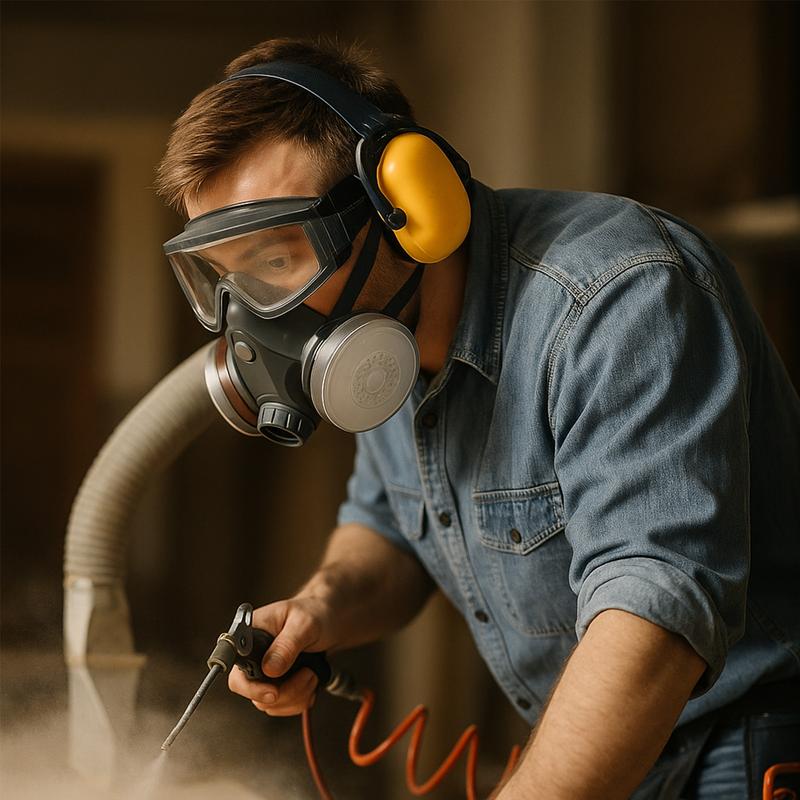 Dust-Proof Integrated Respirator & Half Face Mask Reusable with Safety Goggles , 15-in-1/11-in-1 Dual Filter Cartridge (Anti-Dust/Chemical/Pesticide) | For Spray Painting, Cutting,Carpentry, Anti-Chemical,Grinding,DIY Security Protection