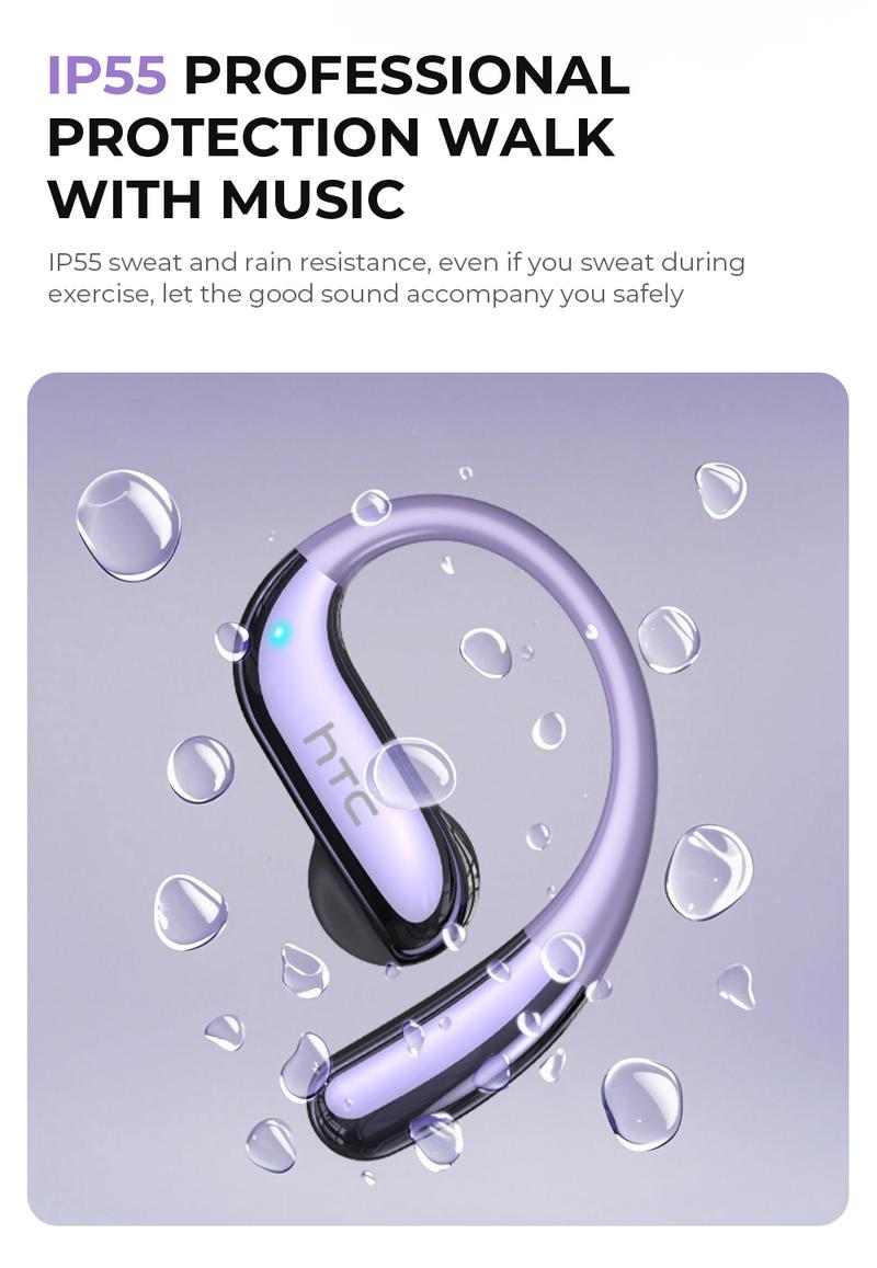 HTC NE23 OWS Open Ear Headphone,Bluetooth 6.0 Earphones, Wireless Earbuds for Music & Phone Calls, IPX5 Waterproof Sports Headphones with Long Endurance