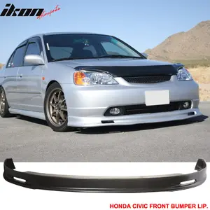Front Bumper Lip for Honda Civic 2001-2003 Mugen Style Unpainted Black PP