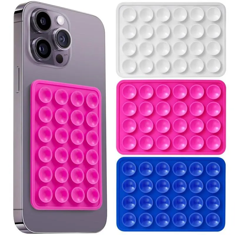 2Pack Silicone Phone Sticky Grip, Suction Phone Case Mount for iPhone and Android, Hands-Free Sticky Cell Phone Grip, Mobile Fidget Mirror Holder for Selfies and Videos