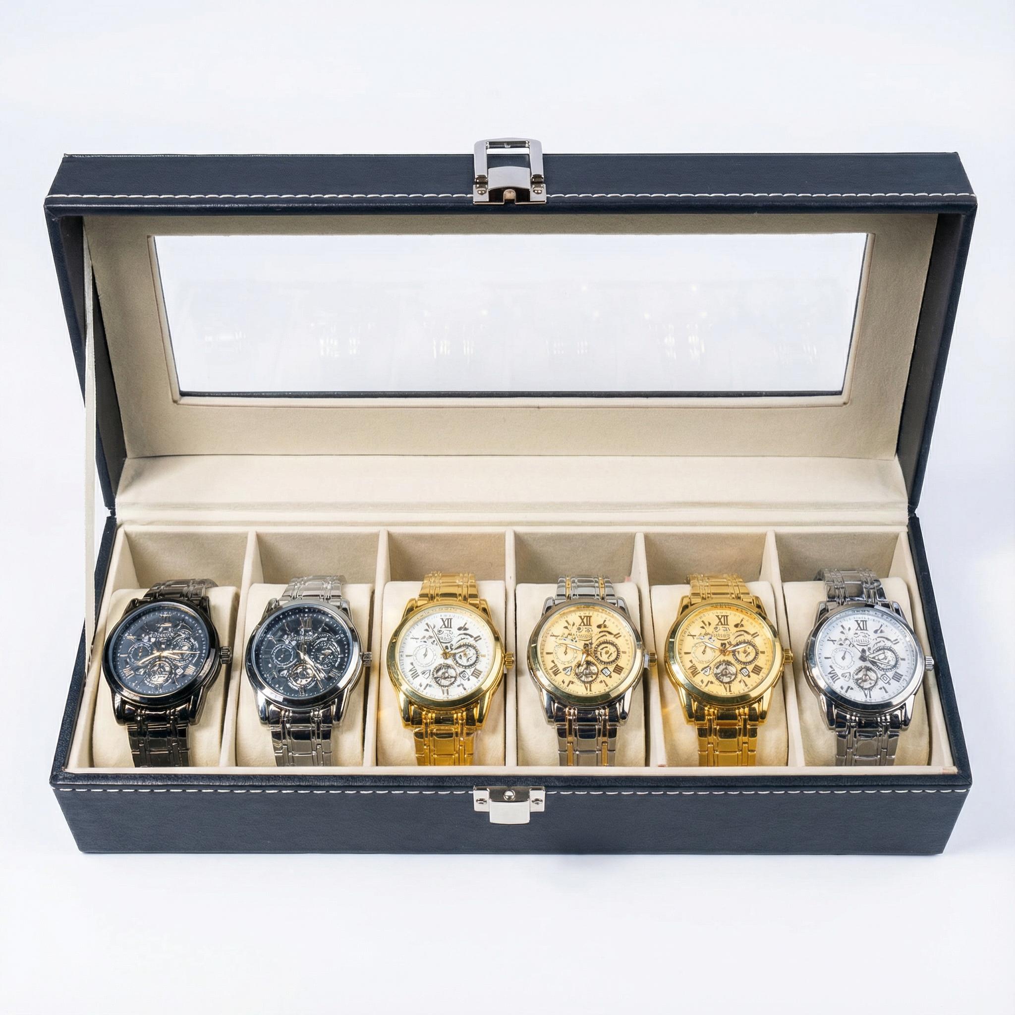 Valentine's Day Men's Business Round Analog Watch Set, Men's Watch Set with Box, Fashionable Watches Wristwatch Set As Gifts, Watches boxed watches The design is simple and elegant, without too many complex decorations