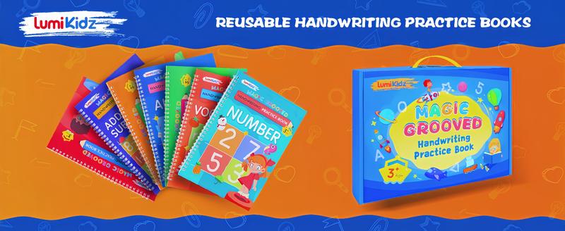[Back-To-School Season]2026 LumiKidz Maigc Grooved Handwriting Workbooks,Writing Practice Book,Large Portable Copybooks Box Pack Notebook For Kids Ages 4-7,First Grade,Kindergarten Workbooks Stationery Set School Supplies,Christmas Gifts For Grandkids