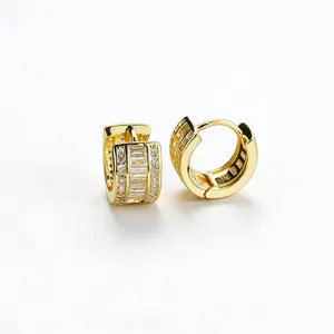 Hoop Earrings 14K Gold Plated Cubic Zirconia Dainty  Elegant Circle Small Hoop Earring for Women Minimalist Handmade Hypoallergenic Jewelry