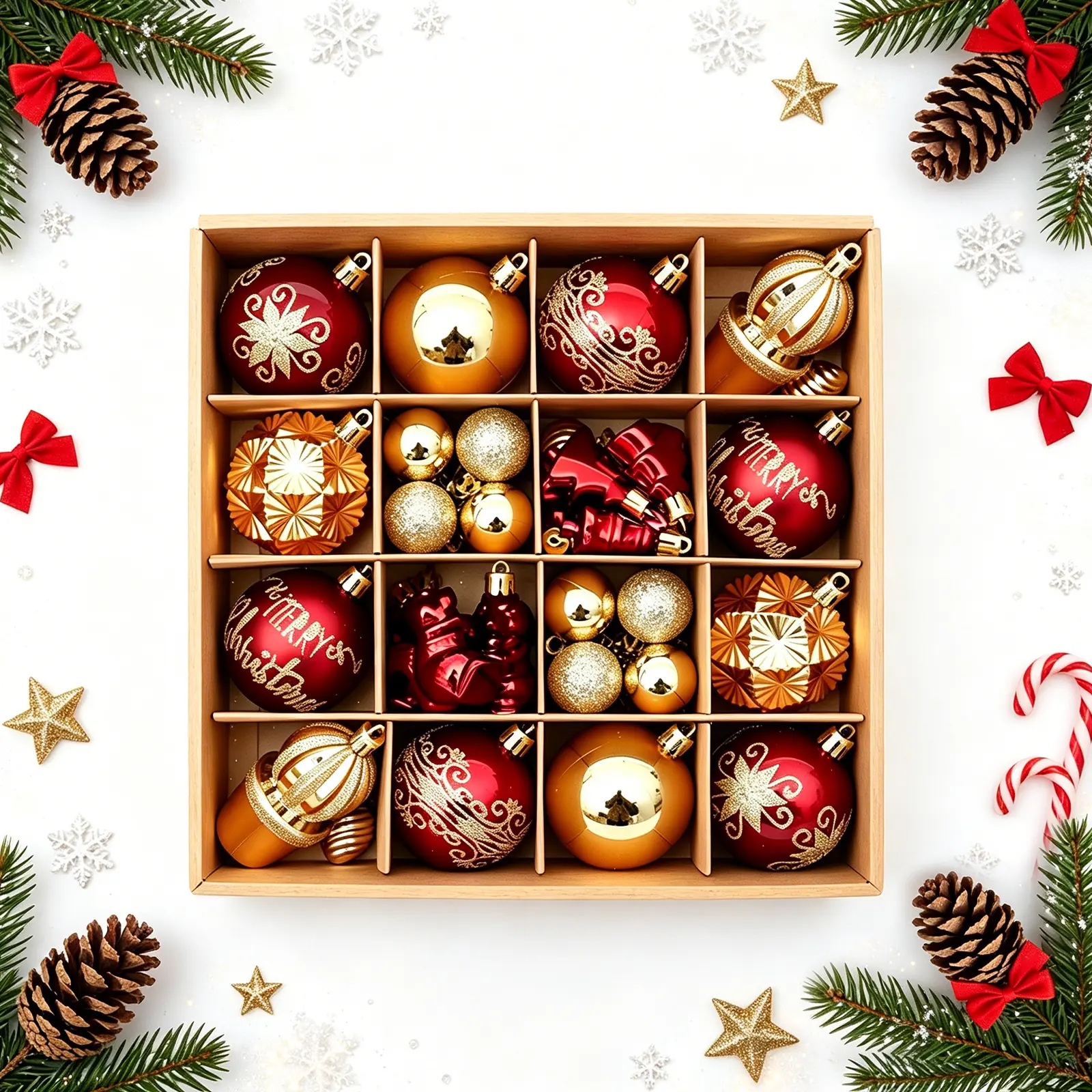 Glitter Glossy 42-Piece Red and Gold Shatterproof Christmas Hanging Ornaments Set, 6cm ABS Plastic Artificial Hanging Baubles for Tree & Wreath, Gift Ornaments for DIY Party Decorators