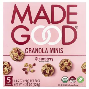 MadeGood Granola Minis, Strawberry, 5 Packets, 0.85 oz (24 g) Each