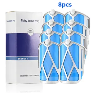 Zeco 8-Pack Refills for Zevo Model M1/M2 - Perfect Fit Replacement Glue Boards for UV Plug-in Flying Insect Trap - Industrial Strength Sticky Pads for Gnats & Fruit Flies - Massive Bulk Value