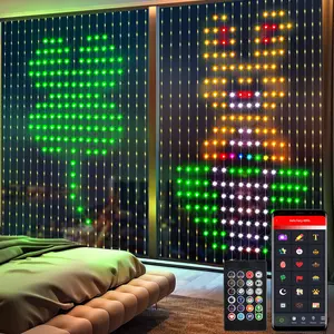LED Curtain Lights, App & Remote Control, Music Sync, Programmable DIY Color-Changing Patterns for Bedroom Window Party Backdrop