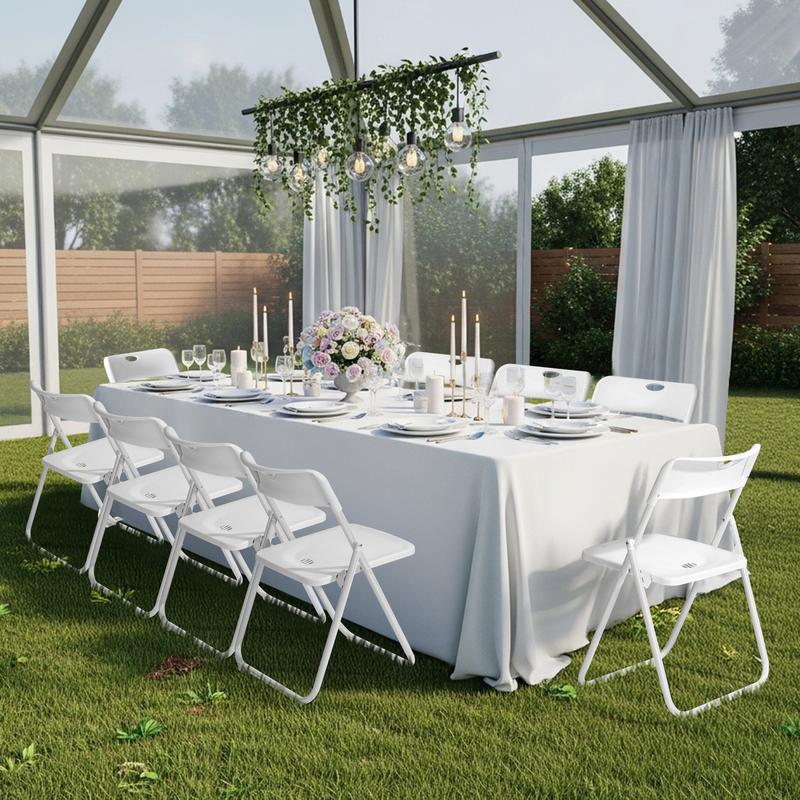 Karlhome 4/6/10 Pcs Folding Chair, 300LBS Lightweight Foldable Plastic Chair, Reinforced Metal Frame Easy to Fold & Store for Indoor Six colors & Outdoor, Wedding, Party, Meeting Room, Patio and Garden, White