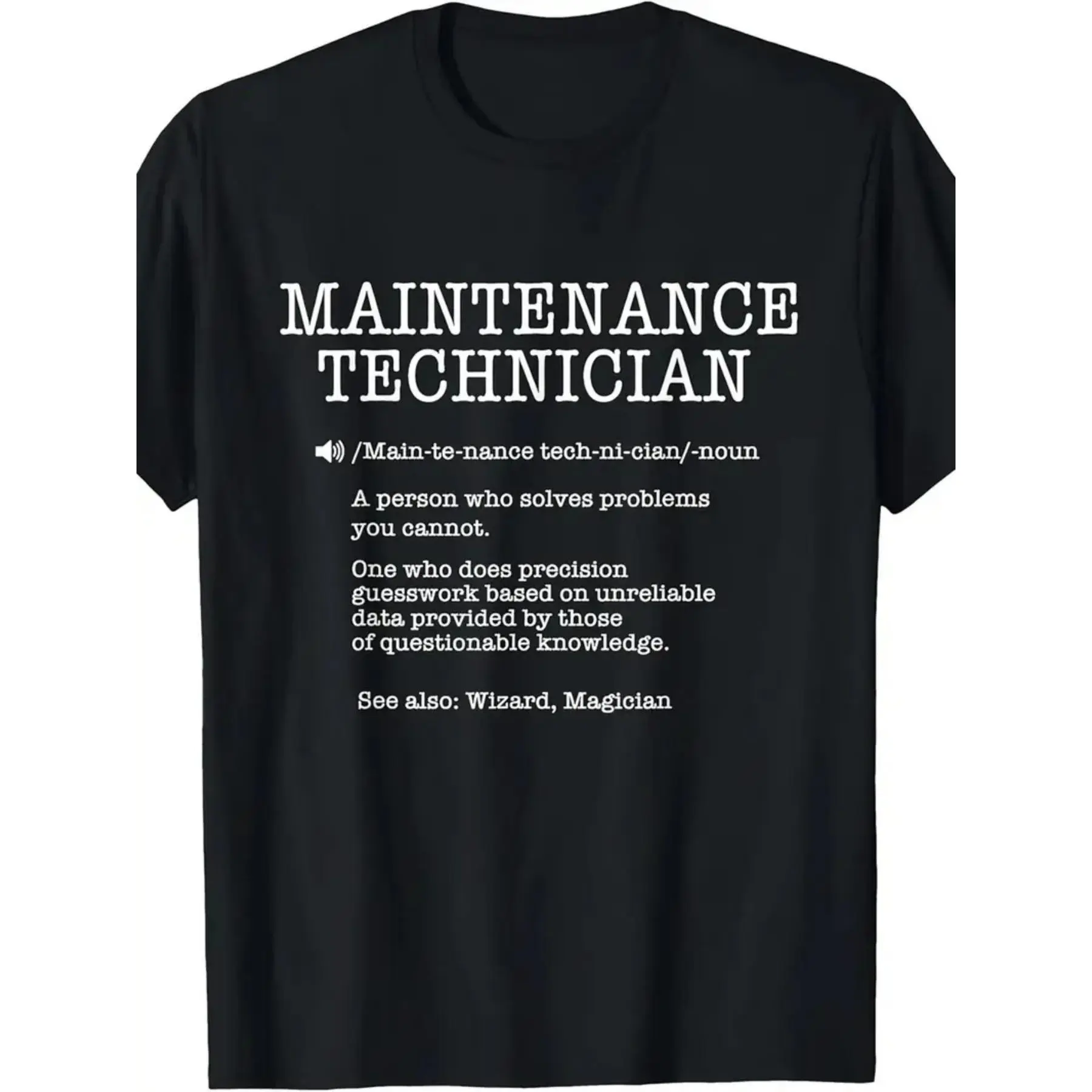Men's 100% Loose Fit Maintenance Technician Graphic T-Shirt - Funny Humor Saying, Casual Workwear for Auto Repair, Construction, Plumbing, Ideal Gift for Mechanics, Tradesmen Tshirt