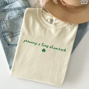 Comfort Colors Growing A Tiny Shamrock T-Shirt, St Patricks Day Pregnancy Announcement Tee, St Pattys Saint Paddys Expecting, Mom To Be Gift