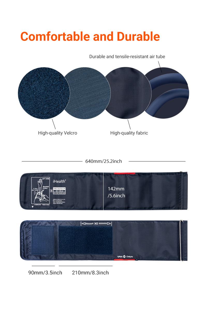 【Cuff Only】iHealth Extra Large Adult Blood Pressure Cuff (16.5"-18.9" | 42-48cm) - XL Replacement BP Cuff for Big Arms, Compatible with iHealth Track Smart Upper Arm Blood Pressure Monitor 【Cuff Only】iHealth Extra Large Adult Blood Pressure Cuff (16.5"-18.9" | 42-48cm) - XL Replacement BP Cuff for Big Arms, Compatible with iHealth Track Smart Upper Arm Blood Pressure Monitor