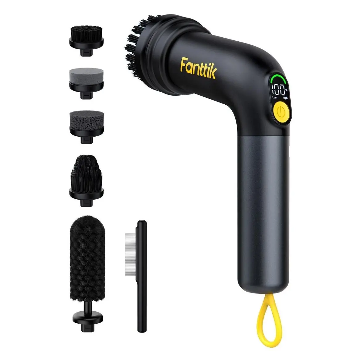 Fanttik G9 Handheld Cordless Electric Spin Scrubber - MagnaStorm Motor, Dual-Speed, 5 Brush Heads, LED Display, IPX7 Waterproof, 2500mAh Type-C Charging, Cordless & Handheld Cleaning Brush for Kitchen, Cordless Cleaning Brush SummerWins s