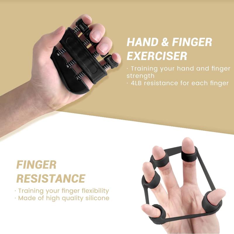 Grip Strength Trainer Kit (5 Pack) - Forearm Strengthener with Finger Stretcher, Grip Ring, and Relief Ball - Injury Recovery Tool for Men and Women