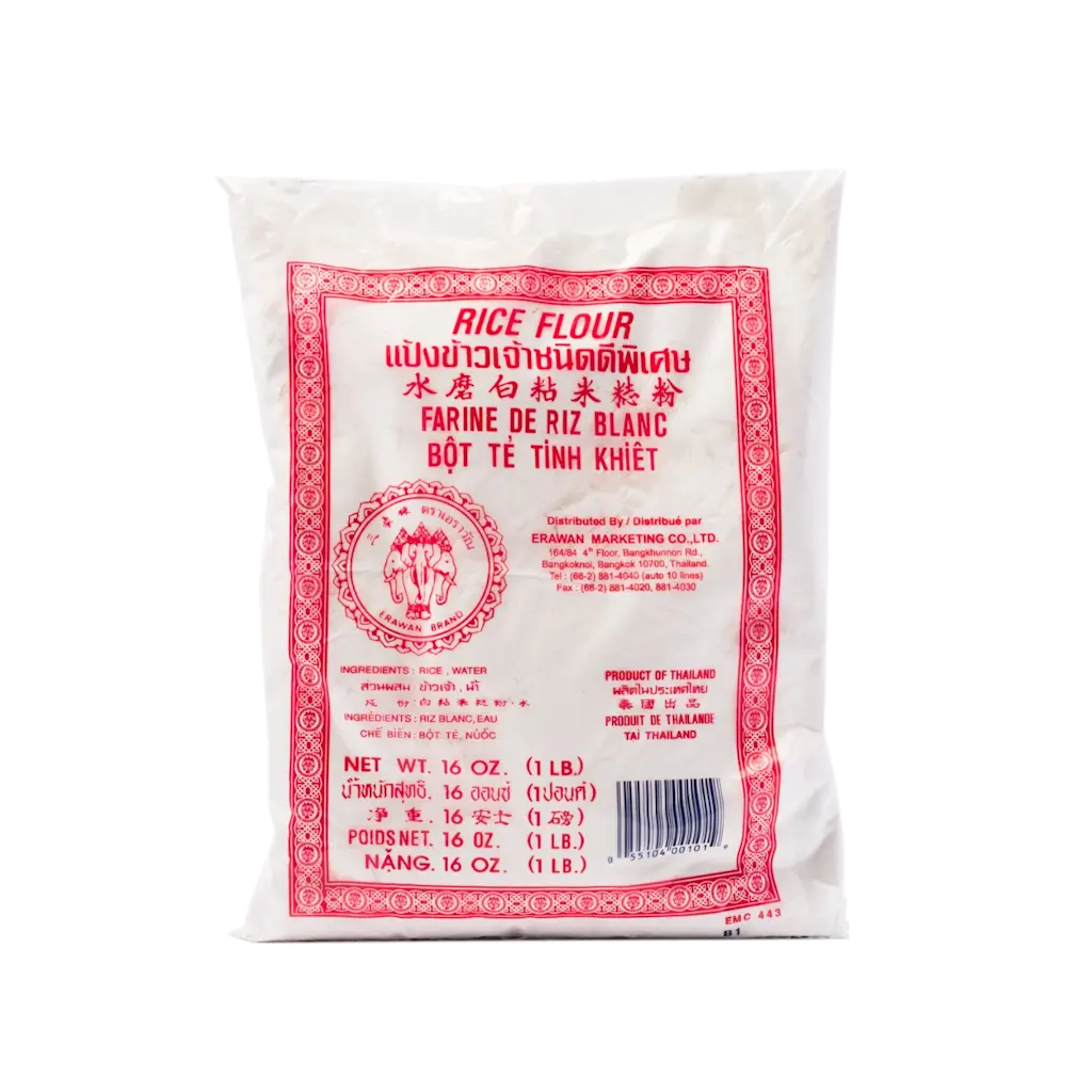 ERAWAN Traditional Rice Flour - 16 oz, 100% Rice, No Added Water, Soft Waxy Texture, Store in Cool Dry Place, Avoid Direct Sunlight, Powder