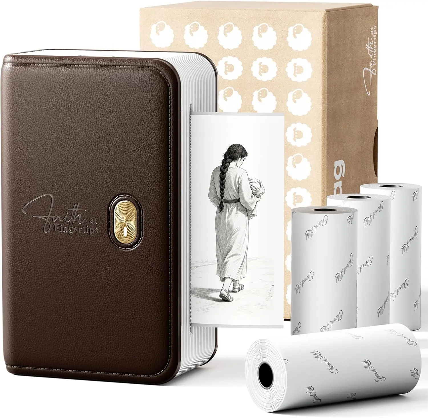 FaithTag FP31 Bible Printer Set, 3-Inch Wide Scripture Portable Bluetooth Printer, Create Custom Verse Prints with Notes, Icons & Decorative Borders, Inkless & Lightweight, Ideal for Bible Journaling, Devotion & Faith Gifts